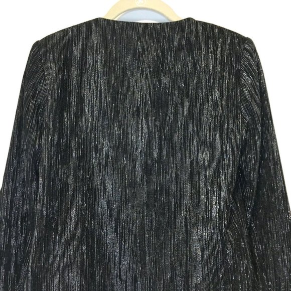 H&M Black Jacket made from Silver Metallic Fabric - Party Jacket - Size 4 / XS - Picture 6 of 8